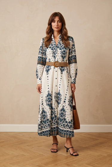 Robe Lucinda Ecru/Marine ECRU/MARINE