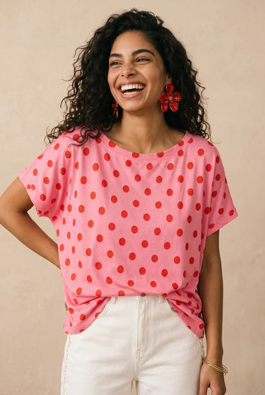 T Shirt Caudan Rose Pois ROSE POIS