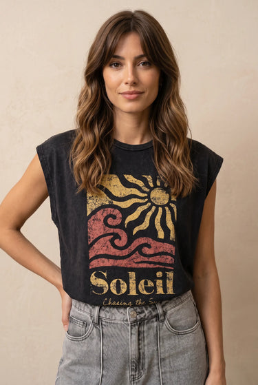 T Shirt Soleil Noir NOIR