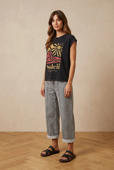 T Shirt Soleil Noir NOIR