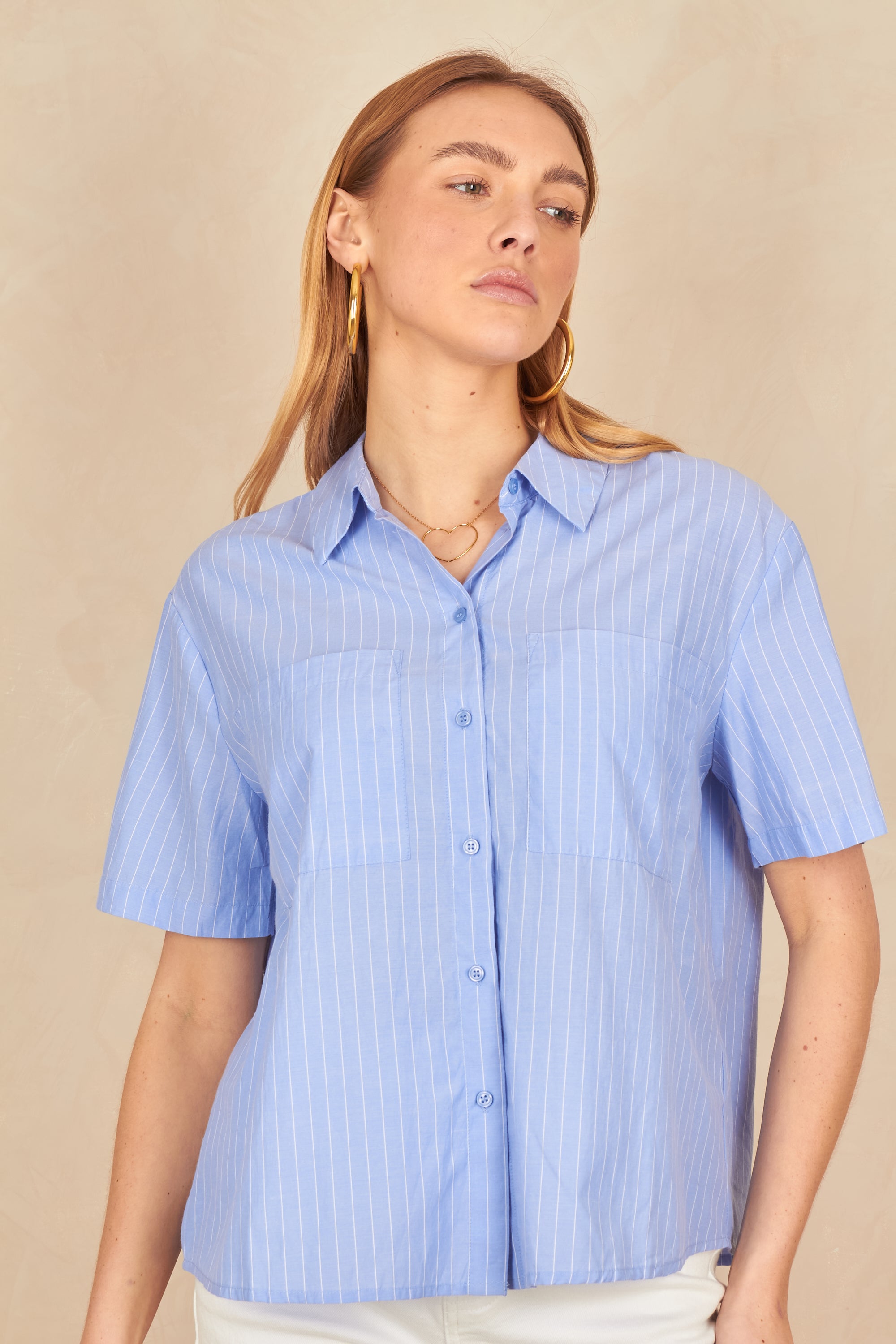 Chemise boxy rayée Femme, Bleu | Milano