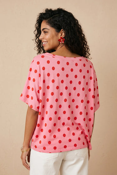 T Shirt Caudan Rose Pois ROSE POIS